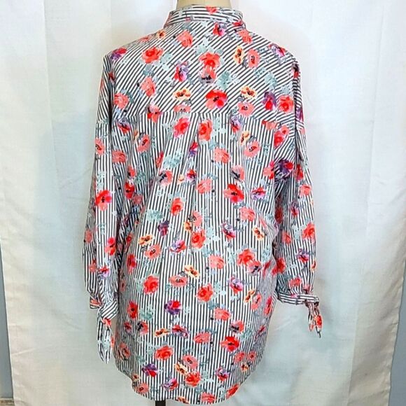 Sanctuary Floral Striped Button Up Shirt Size Small - Picture 2 of 7